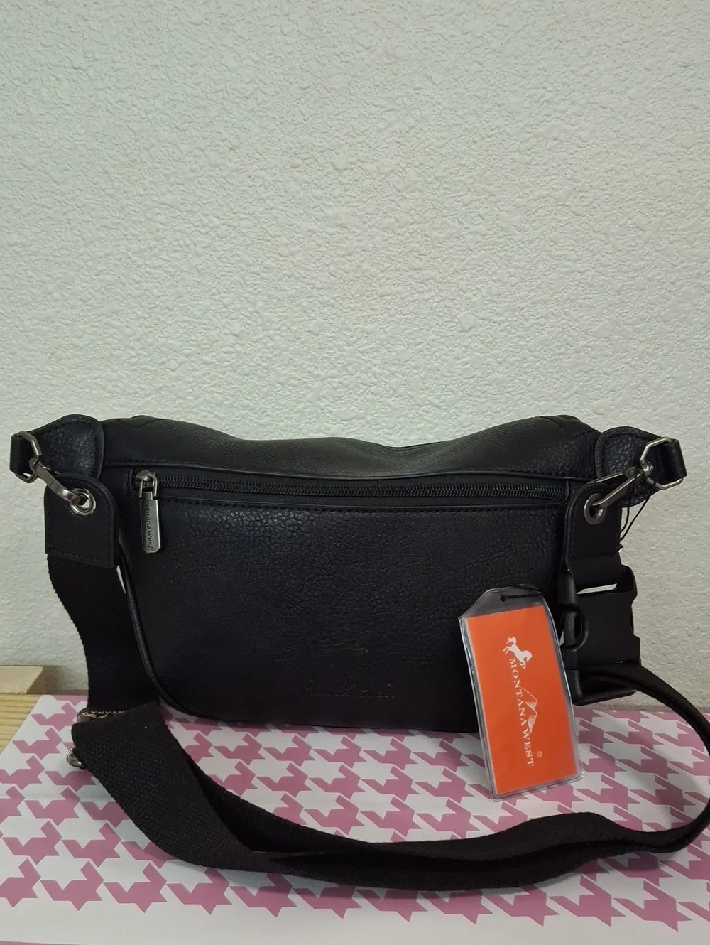 Black & White Cowhide Crossbody Bag with Teal Accents  MONTANA WEST